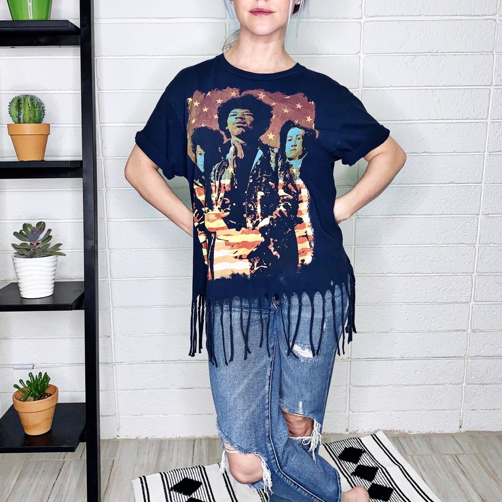 SOLD Jimmy Hendrix Fringe Short Sleeve Band Tee - Picture 1 of 7